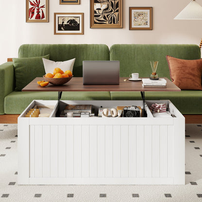Table basse relevable plateau élévateur avec porte de grange 120 cm