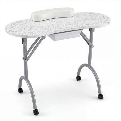 Table à manucure portable pliable avec tiroir et coussin