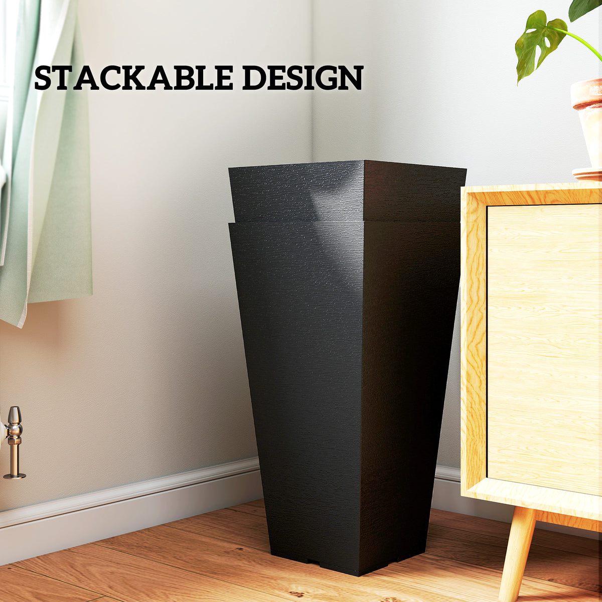 Ensemble de 2 bacs à fleurs empilables 58 cm — marbre