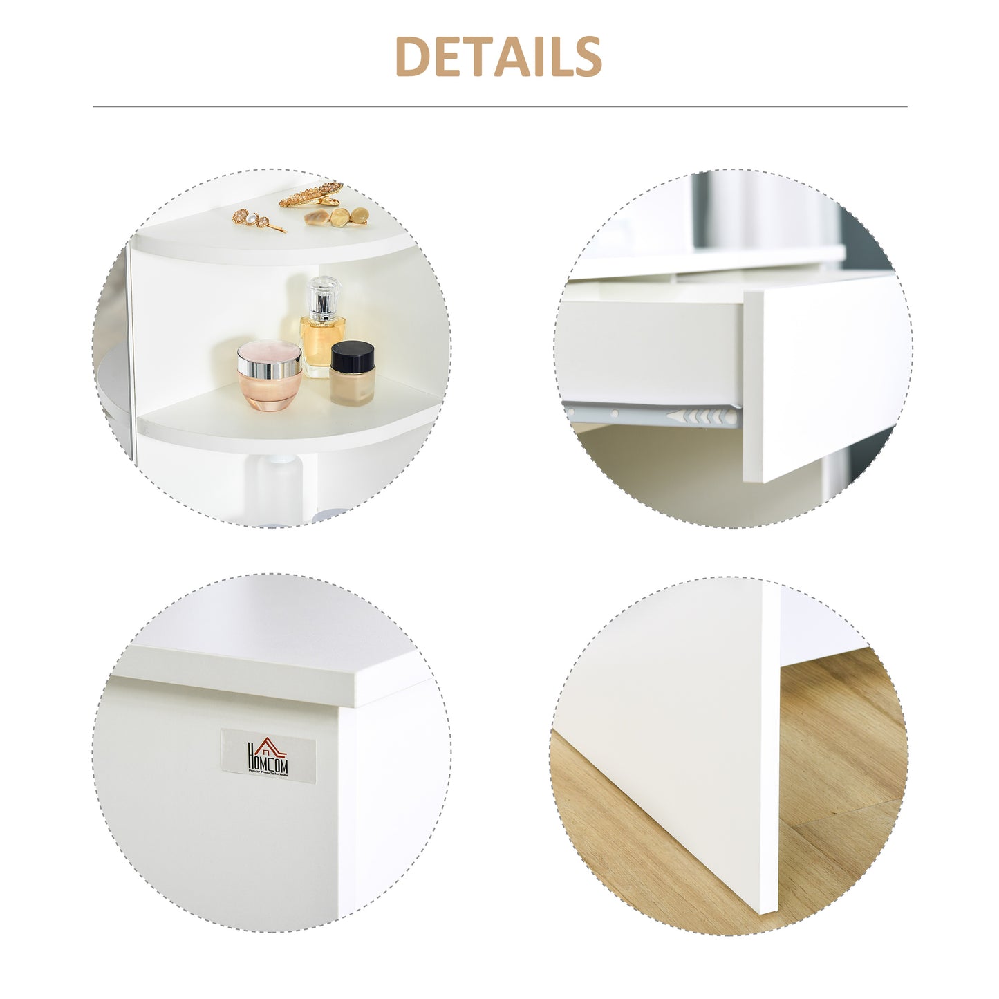 Table de maquillage avec miroir et étagères