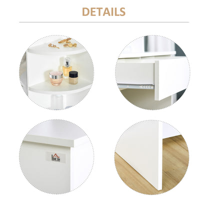 Table de maquillage avec miroir et étagères