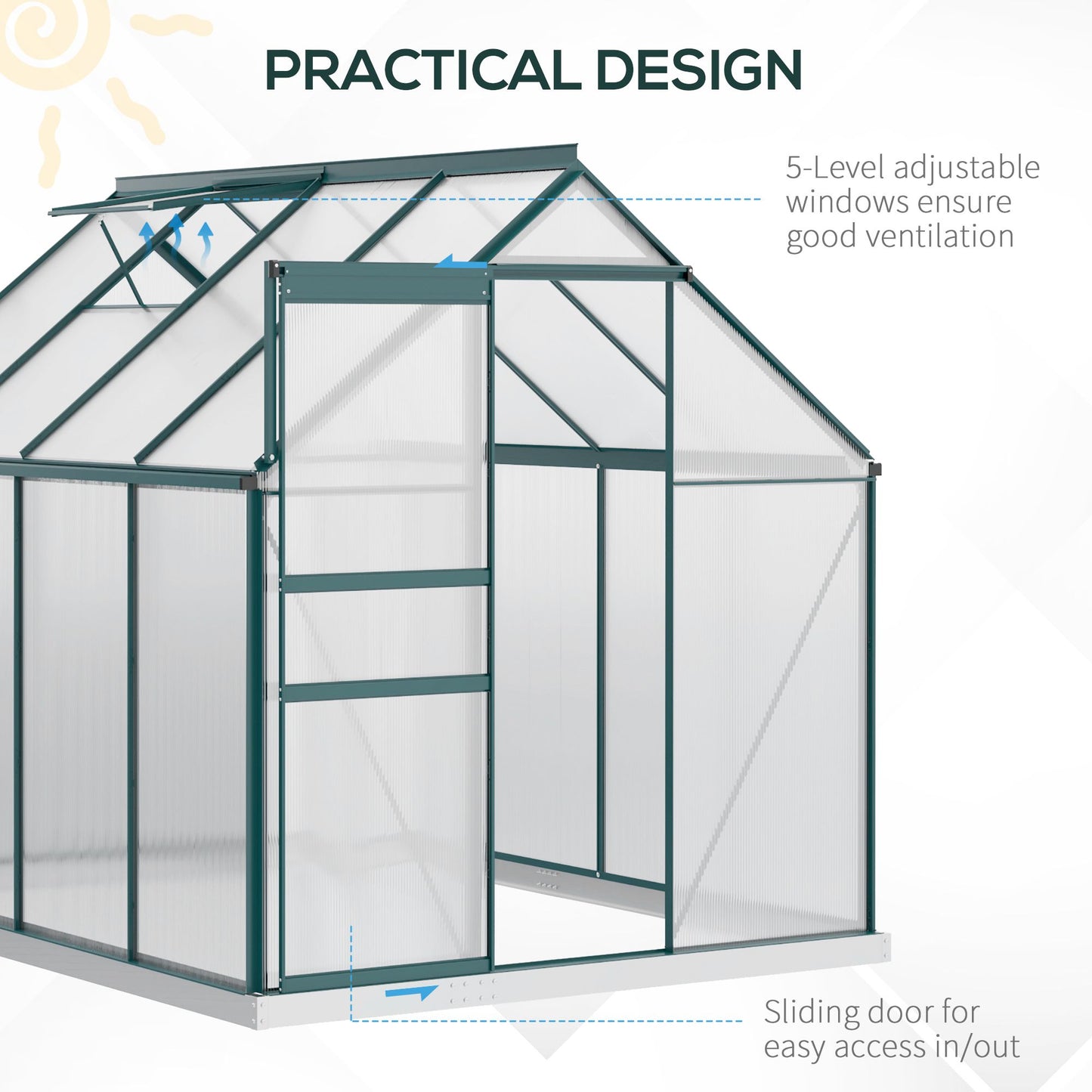 Serre de jardin polycarbonate 183 x 183 x 198 cm
