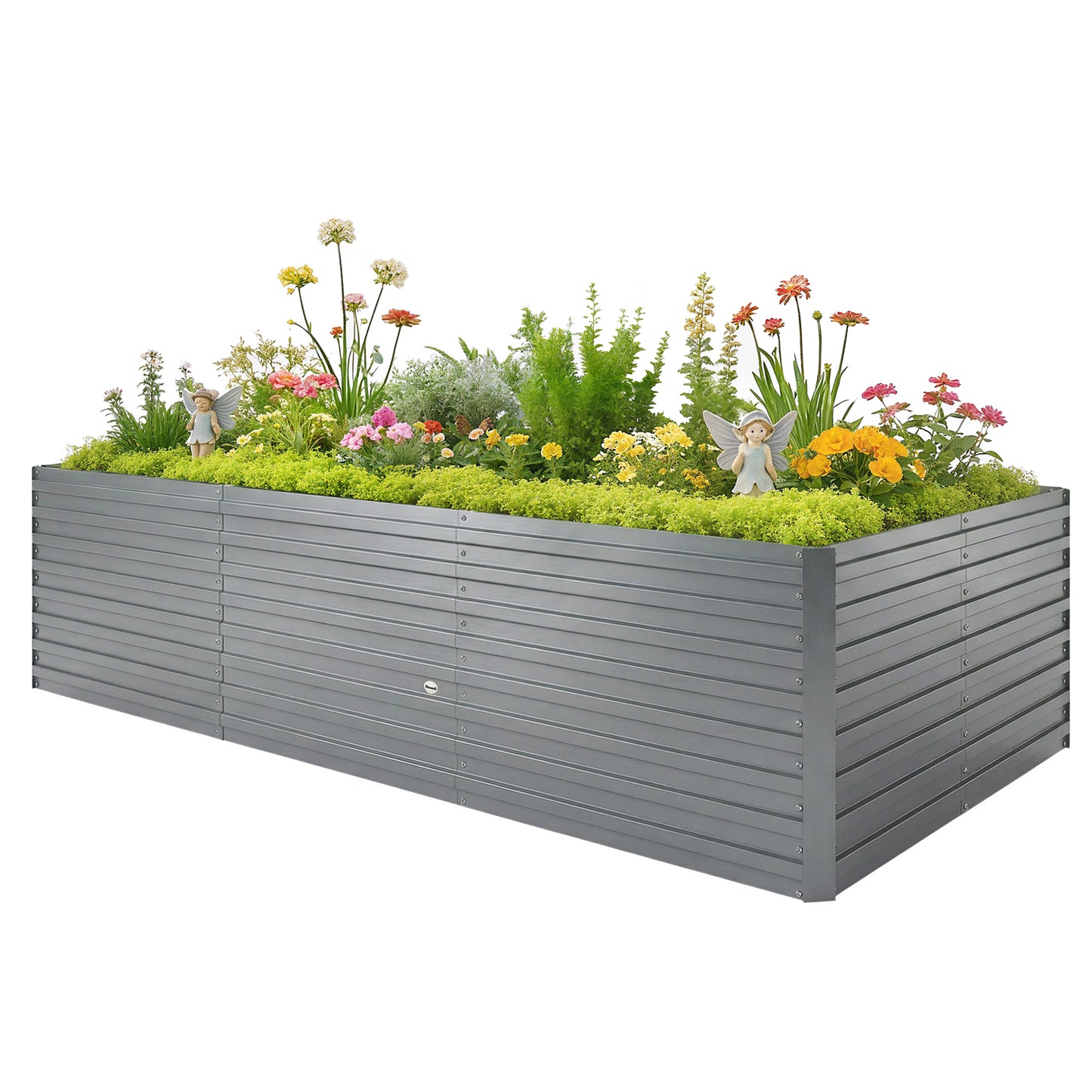 Outsunny 240x120x60cm Raised Garden Bed - Black Galvanized Planter