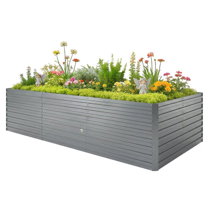 Outsunny 240x120x60cm Raised Garden Bed - Black Galvanized Planter