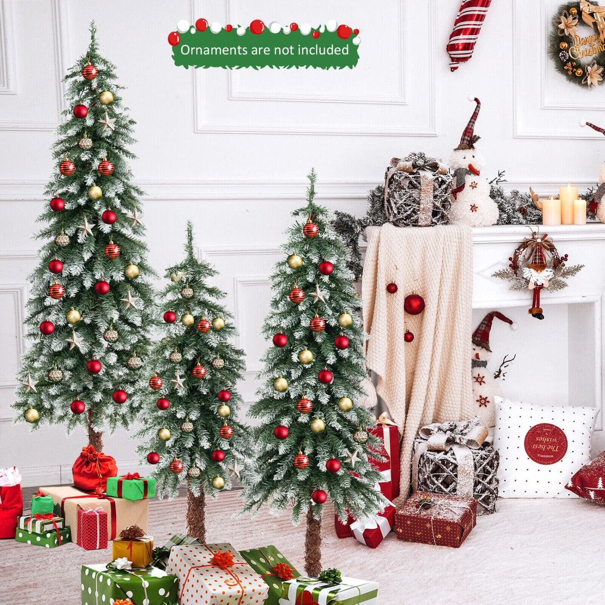 Arbre de Noël enneigé artificiel — Lot de 3