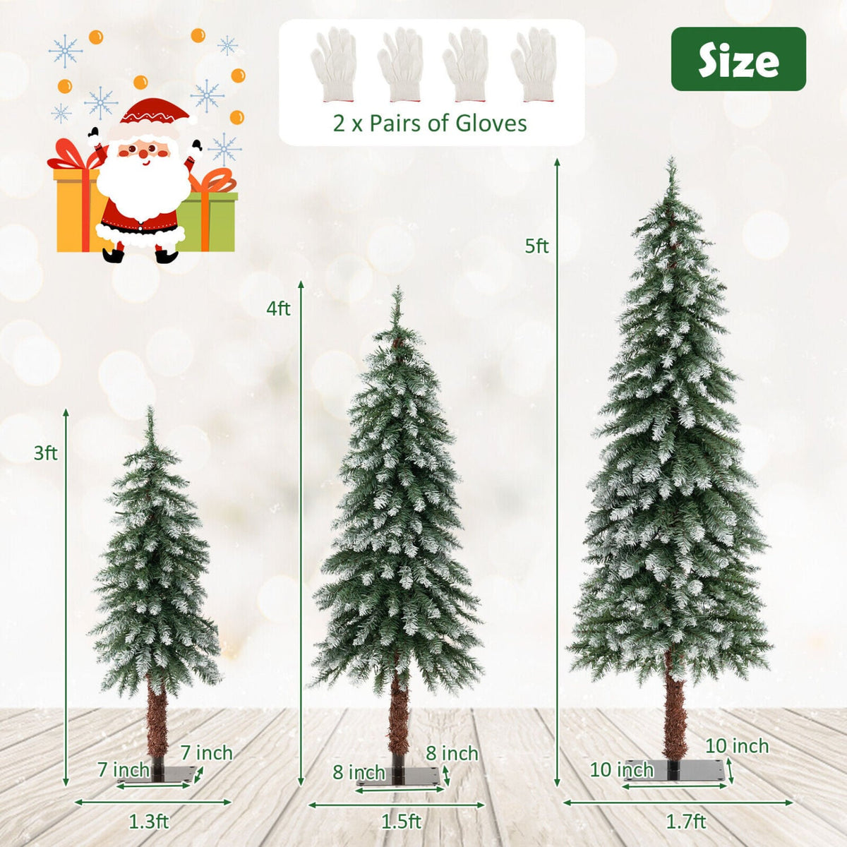 Arbre de Noël enneigé artificiel — Lot de 3