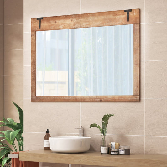 Miroir mural style porte de grange rustique 99 x 70 cm
