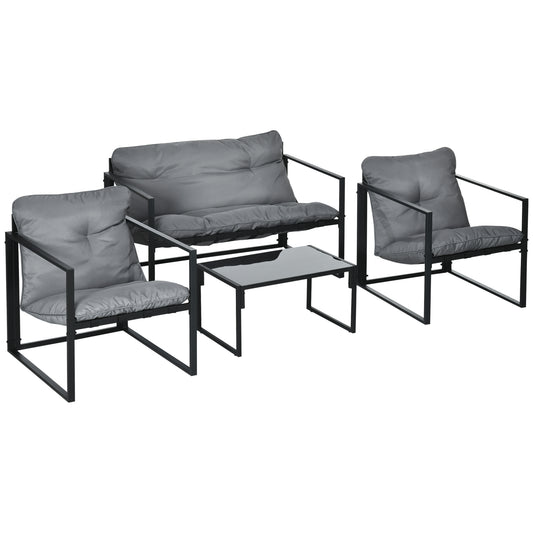 Outsunny 4-Piece Patio Furniture Set - Loveseat, 2 Armchairs, Table