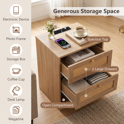 Ensemble de 2 tables de chevet avec station de charge et DEL