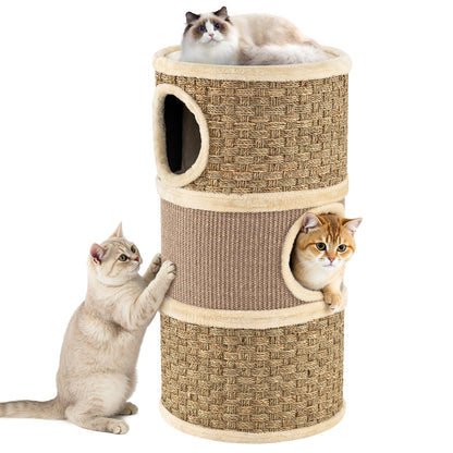 Condo pour chat 3 étages avec griffoir en sisal 71 cm