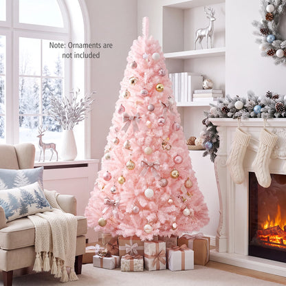 Arbre de Noël artificiel rose et feuillu