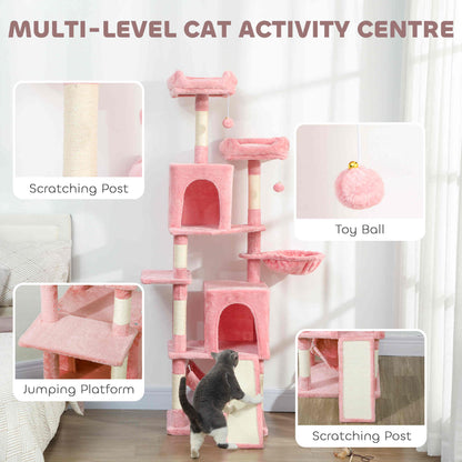 Arbre à chat multi-niveaux 177 cm avec condos et hamac