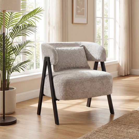Fauteuil d'appoint tonneau en fausse fourrure de lapin
