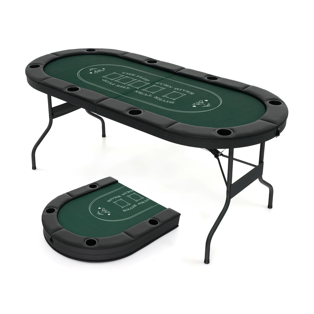 Table de poker pliante ovale pour 8 joueurs 183 cm