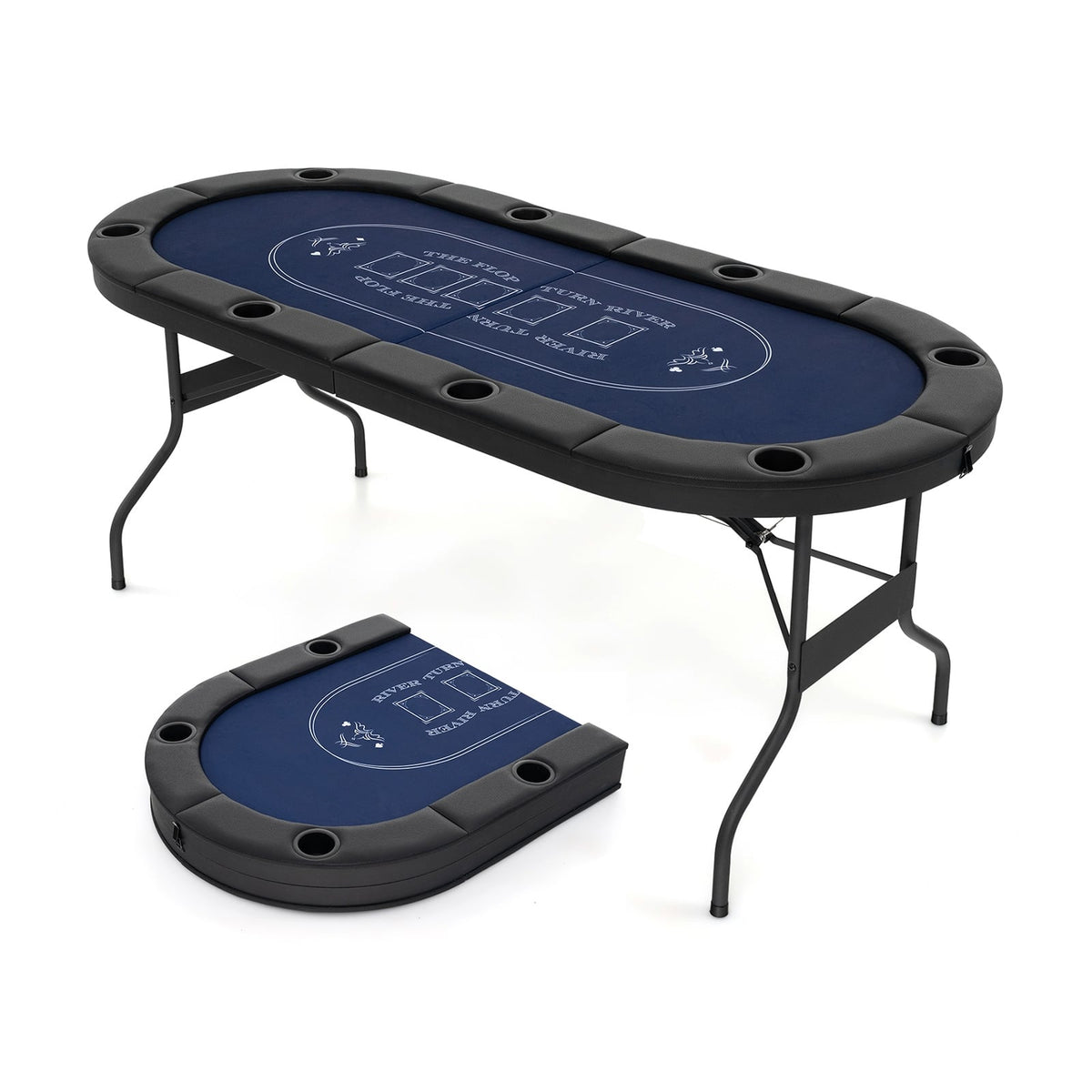 Table de poker pliante ovale pour 8 joueurs 183 cm