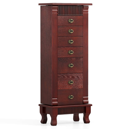 Armoire à bijoux en bois avec tiroirs et portes battantes