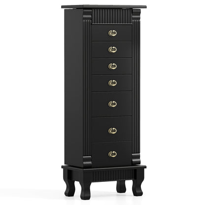 Armoire à bijoux en bois avec tiroirs et portes battantes