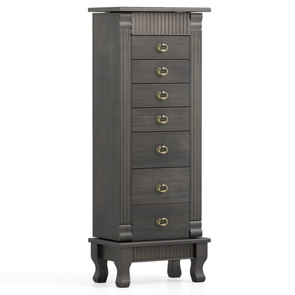 Armoire à bijoux en bois avec tiroirs et portes battantes
