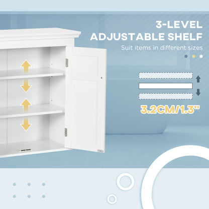 Armoire murale salle de bain portes doubles étagères ajustables