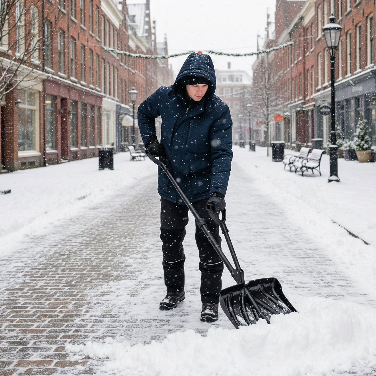 Pelle à neige ergonomique avec double poignée