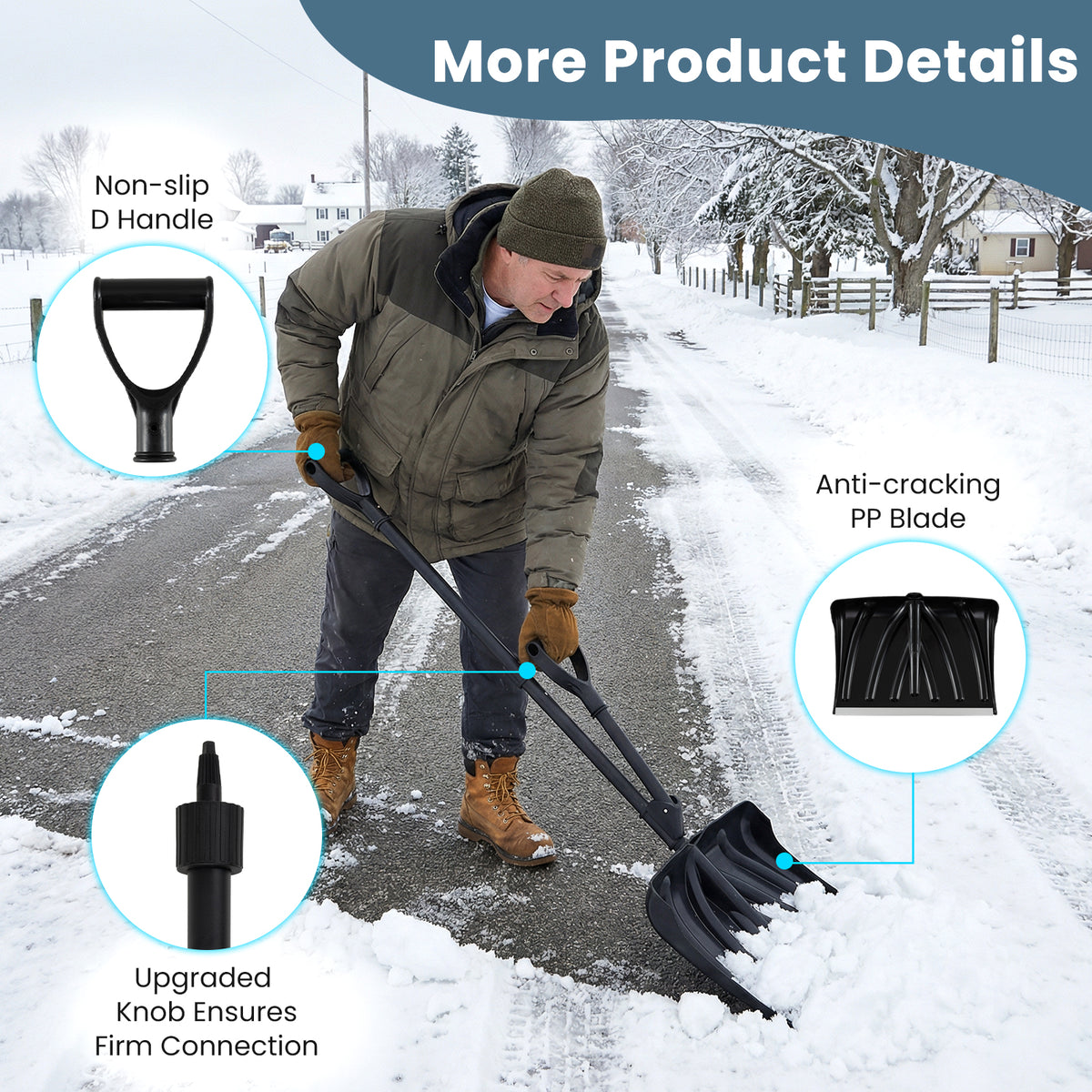 Pelle à neige ergonomique avec double poignée