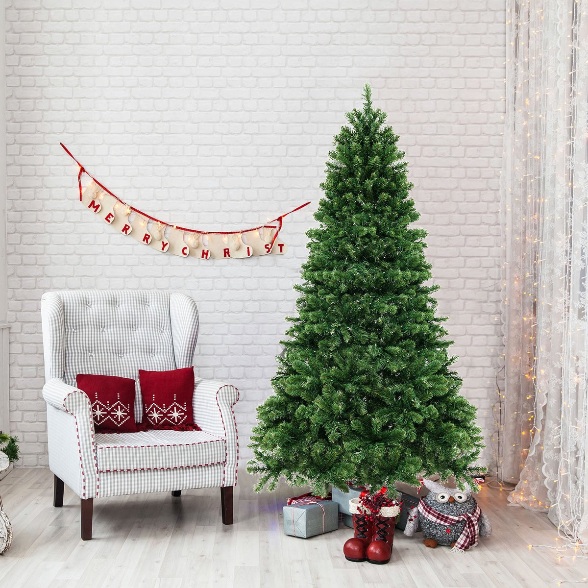 Arbre de Noël artificiel lumineux à charnière avec lumières LED