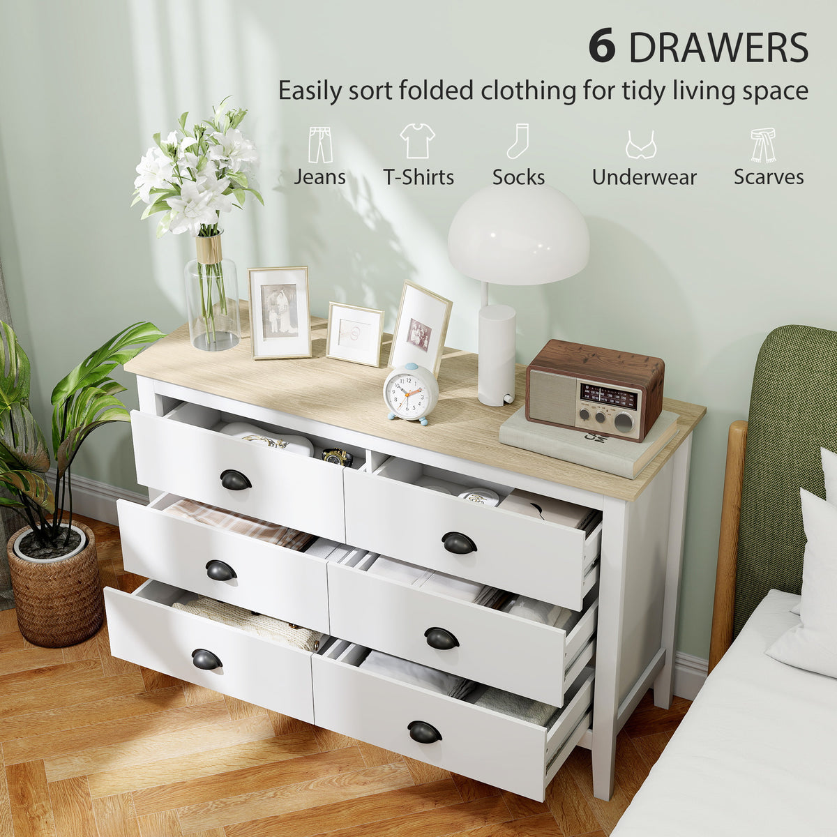Commode moderne à six tiroirs pour chambre