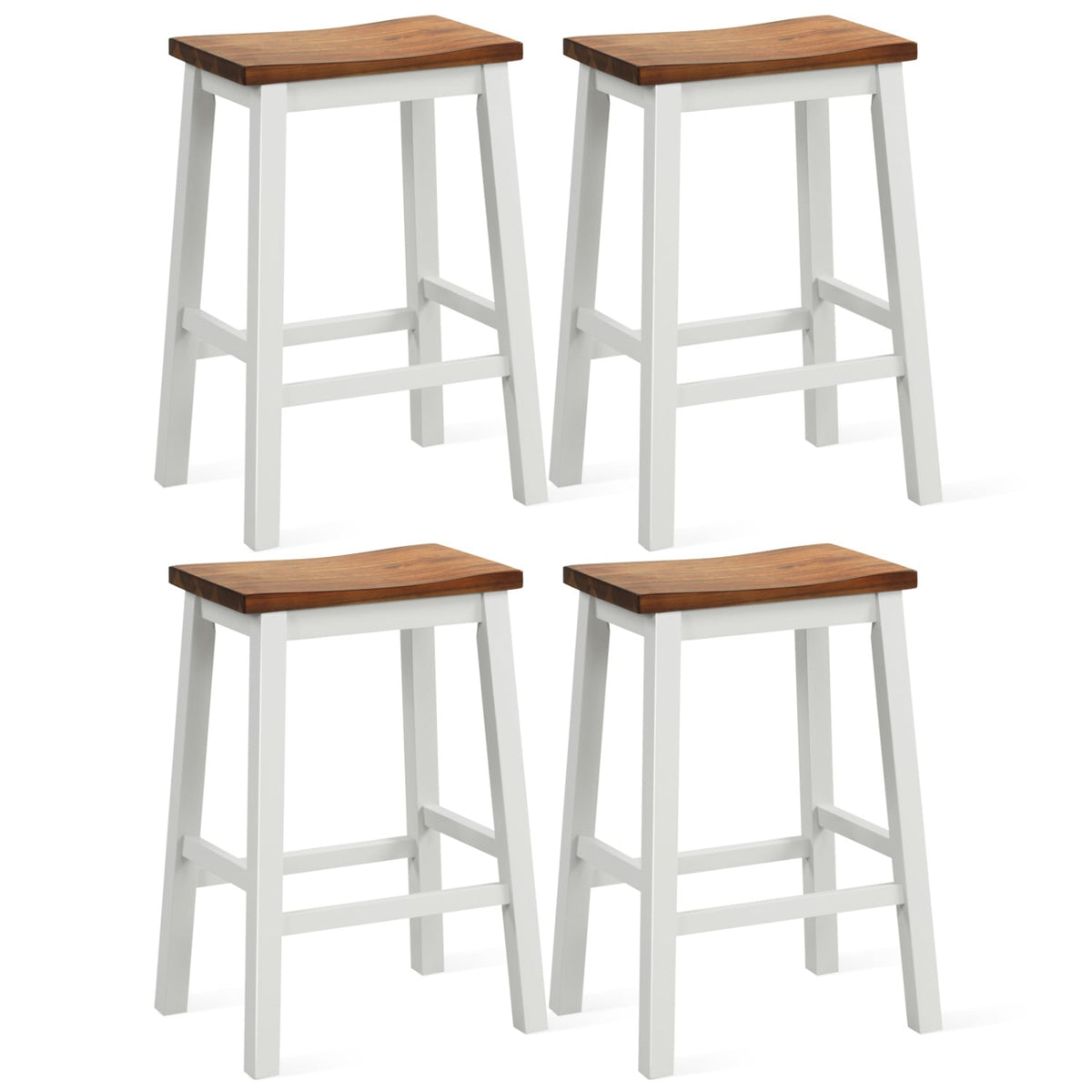 Tabourets de bar ergonomiques en bois massif — Lot de 4