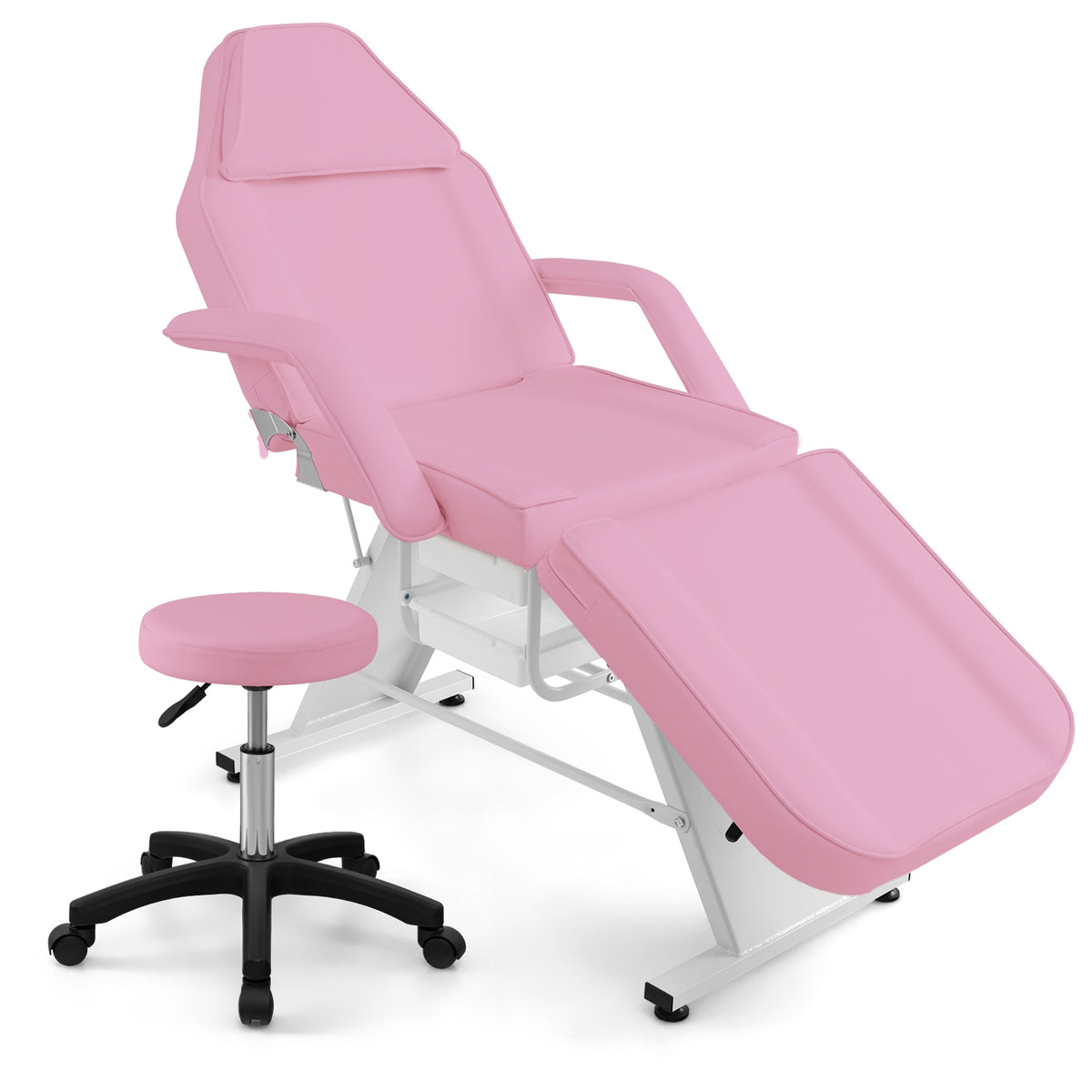 Table de massage 183 cm avec tabouret hydraulique et rangement
