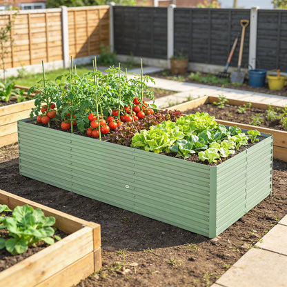 Outsunny 240x120x60cm Raised Garden Bed - Black Galvanized Planter
