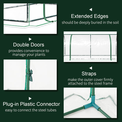 Outsunny 2m x 1m x 0.8m Tunnel Greenhouse - Portable with Zippered Doors