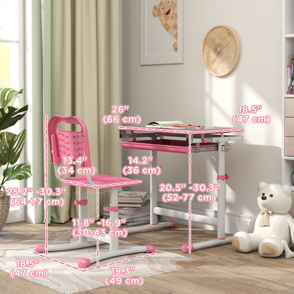 Bureau d'étude ajustable avec chaise et tiroir enfant