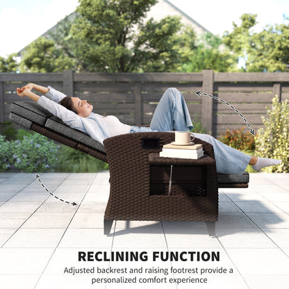 Chaise longue inclinable rotin avec dossier ajustable