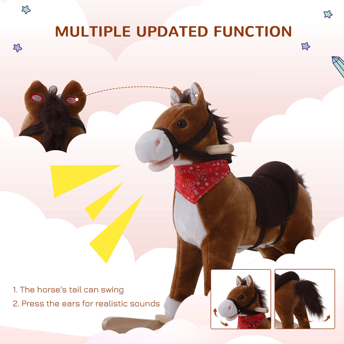 Cheval à bascule en peluche avec sons réalistes