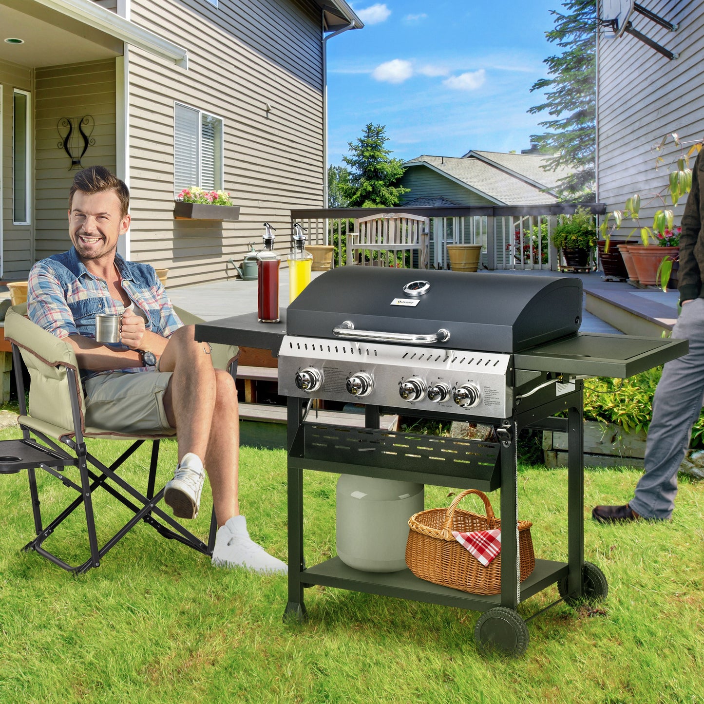 Barbecue au propane 4 brûleurs avec brûleur latéral 40000 BTU