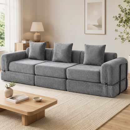 Canapé-lit modulaire pliant en chenille