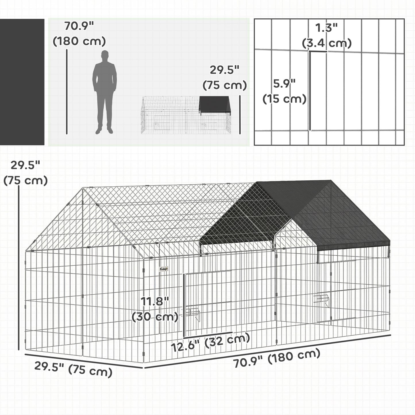 Enclos métallique pour poules avec couverture UV