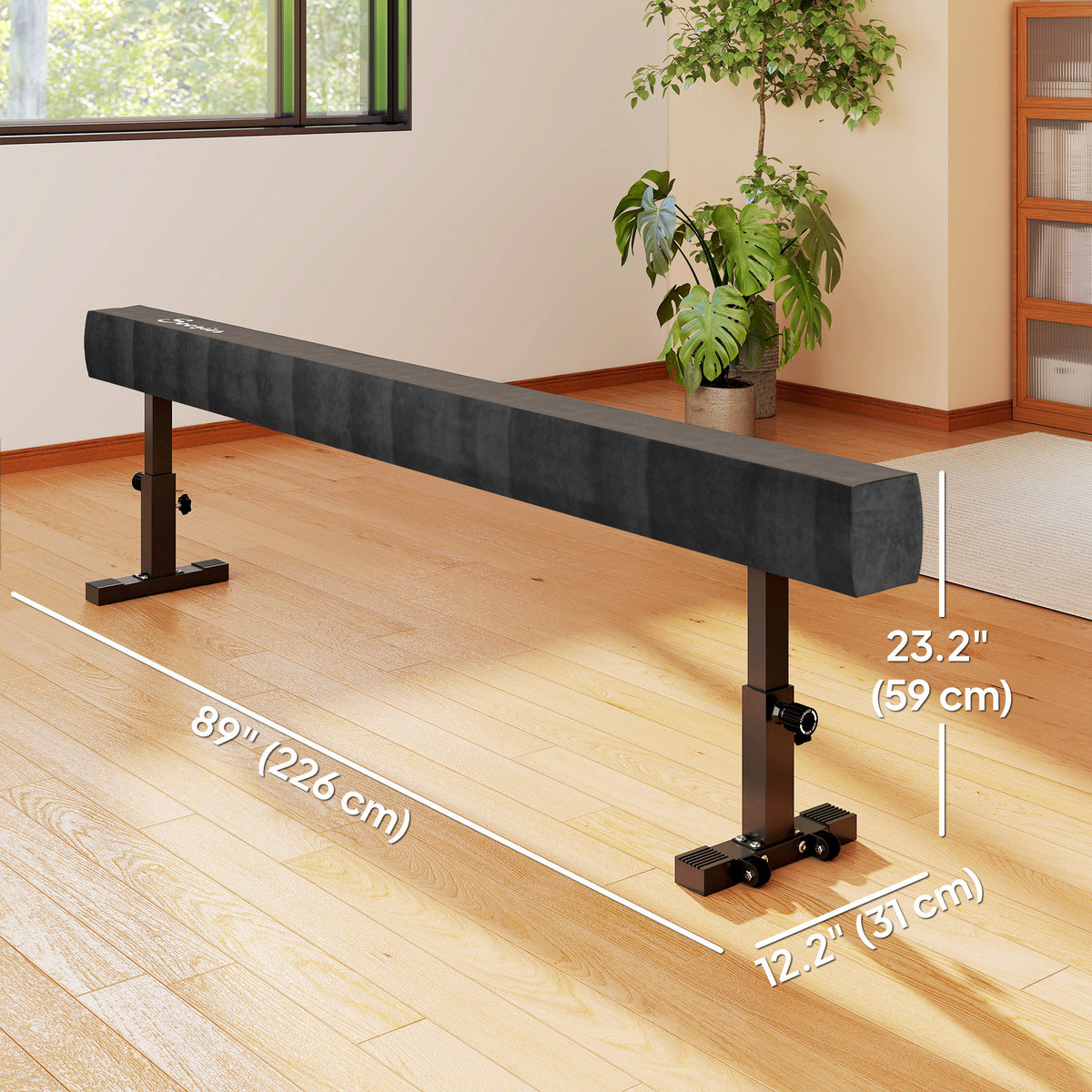 Poutre de gymnastique réglable 226 cm avec roulettes
