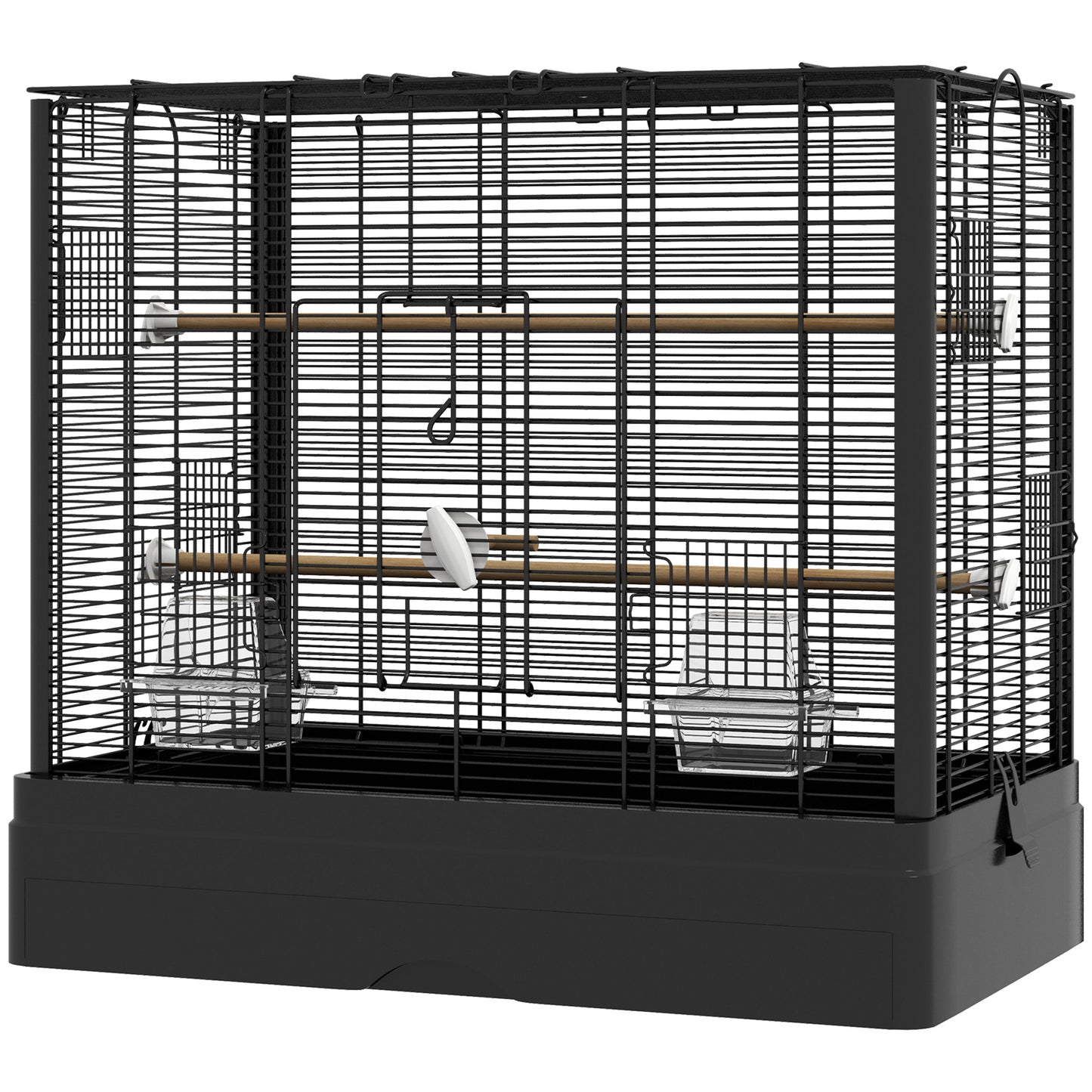 Cage à oiseaux avec perchoirs en bois et plateau amovible