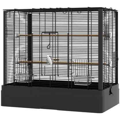 Cage à oiseaux avec perchoirs en bois et plateau amovible