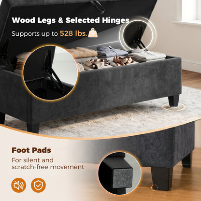 Banc coffre en velours bout de lit 160 cm