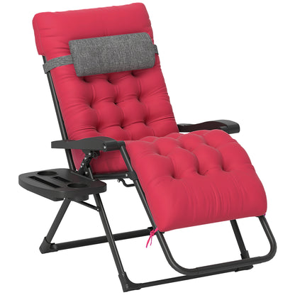 Chaise longue pliante rembourrée avec porte-gobelet
