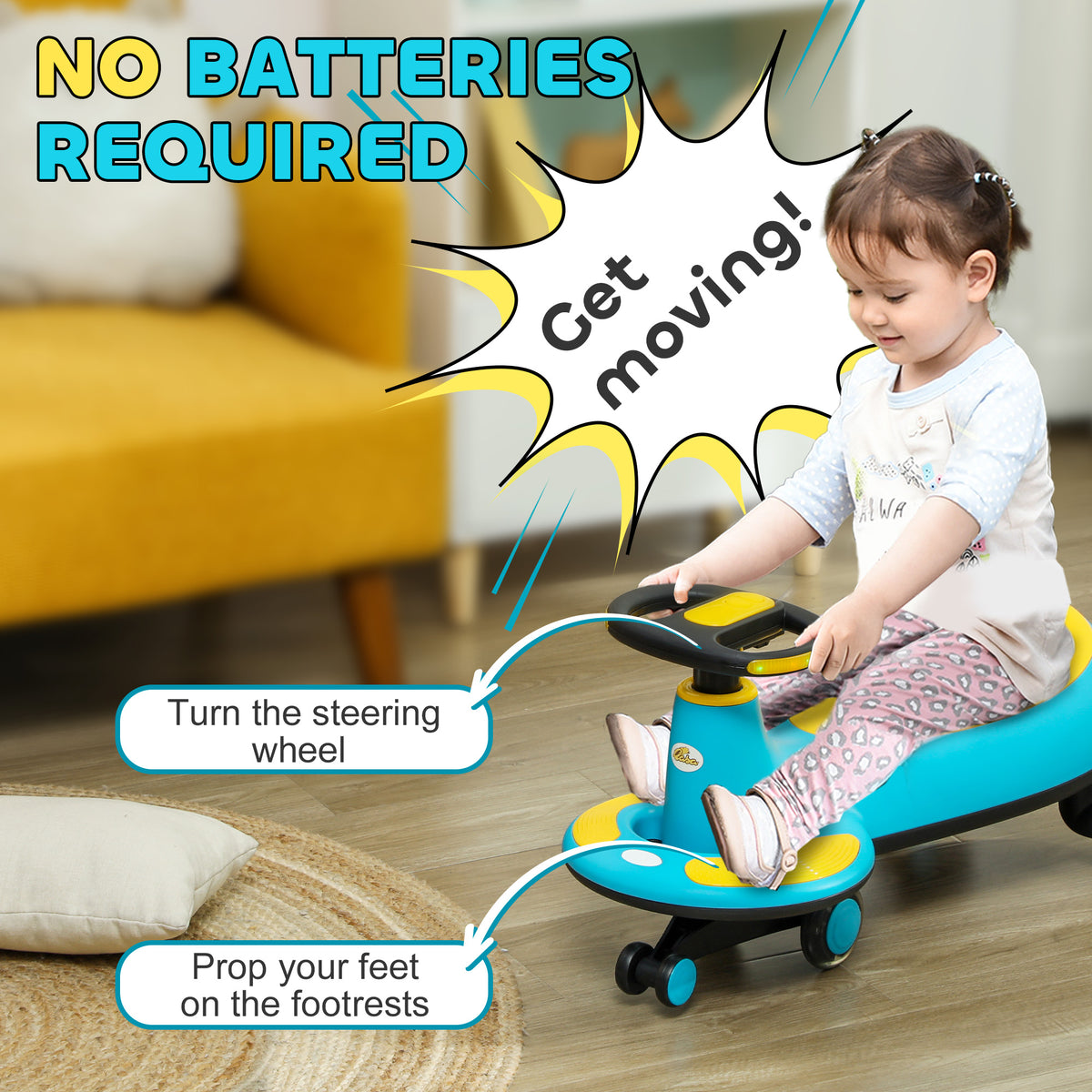 Voiture tortillante pour enfants avec lumières et musique
