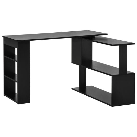 Bureau d'angle en L 119 cm rotatif 360°, table de travail réversible