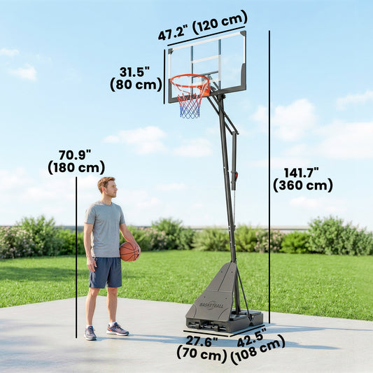 Panier de basketball réglable 244–305 cm avec planche 119 cm
