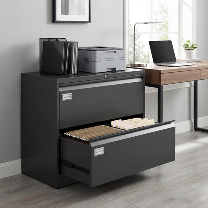 Classeur de bureau verrouillable à deux tiroirs en acier