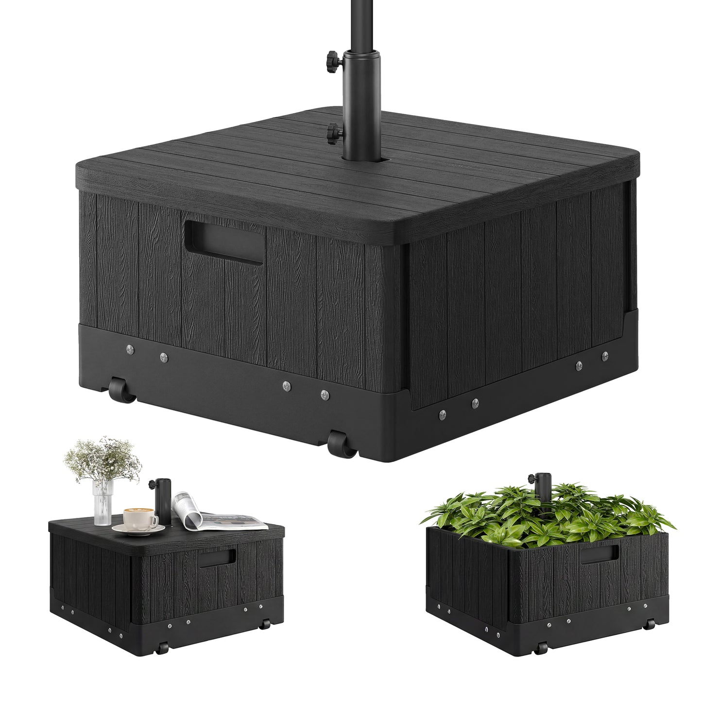 Base de parasol 3-en-1 avec roues 80 kg
