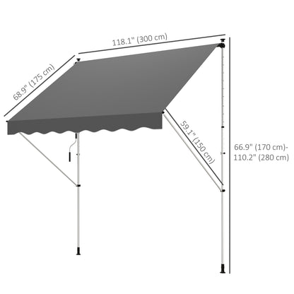 Store rétractable manuel patio sol plafond 305x152cm ajustable