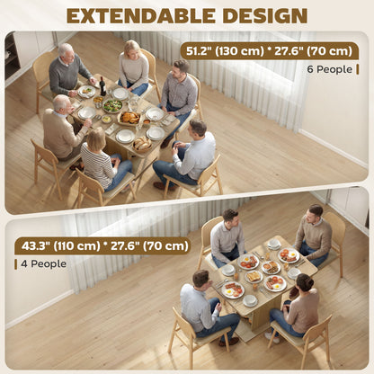 Table à manger extensible avec étagères intégrées