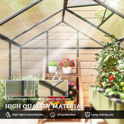  Greenhouse 183x189x195cm Polycarbonate Aluminum with Ventilation